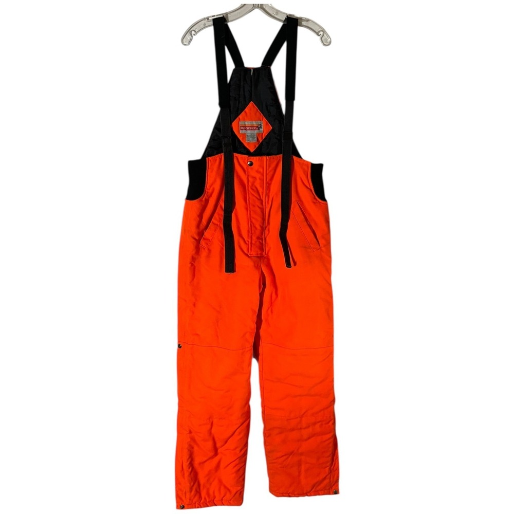 Winchester Blaze Orange Hunting Bib Overalls Sz M Insulated Double Knee Zip Legs